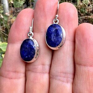 Sundance $148 NEW BLUE SAPPHIRE SEPTEMBER Sterling Silver 925 Handmade Earrings
